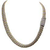 Moissanite Cuban Chain - 2 Tone - Gold/Silver - 12mm